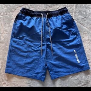 Speedo -Swim Trunks Mens/Child Small Blue Drawstring Lined Surfer Beach